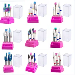 7pcs Nail Art Tungsten Steel Milling Cutter Set Ceramic Nail Drill Bit Electric Drill Nail Machine Pedicure Tool Accessories