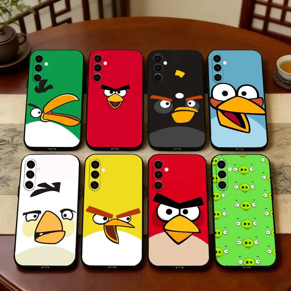 

Funny Cartoon A-Angry B-Birds Phone Case Black Silicone Soft For Samsung Galaxy A73,A72,A71,A70,A53,A52,A51