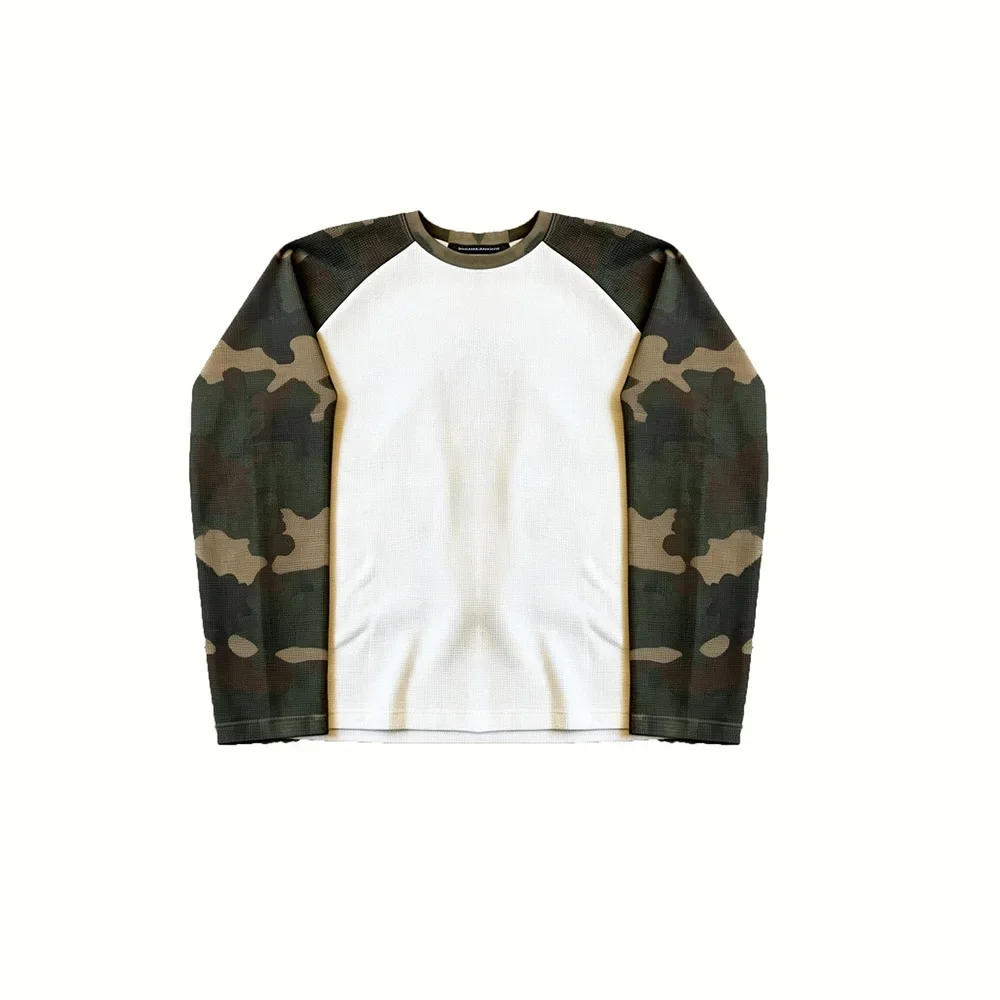 2026 new round neck long sleeved 3D printed camouflage pattern breathable fast drying fashionable versatile long sleeved top