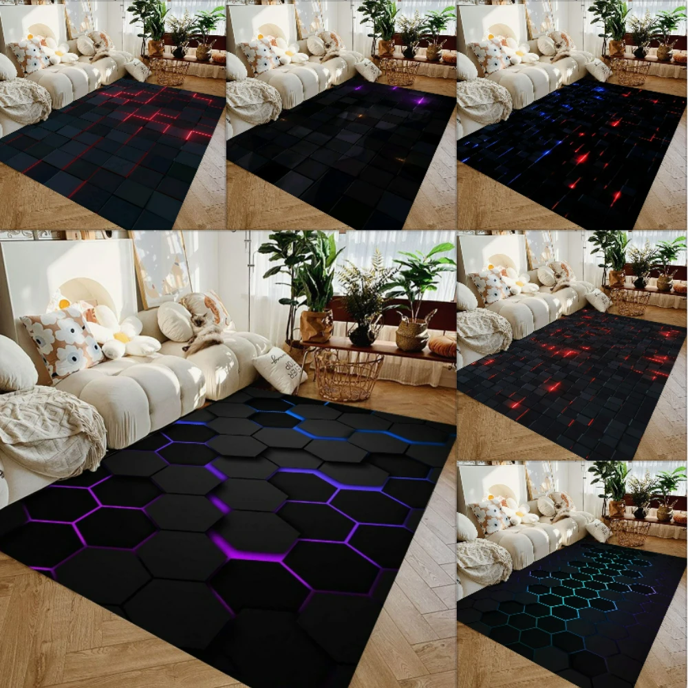 3D Geometric Carpet Game Room Rugs Hexagons Carpets for Home Play Gaming Room Decor Livingroom Bedroom Teens E-Sport Rug