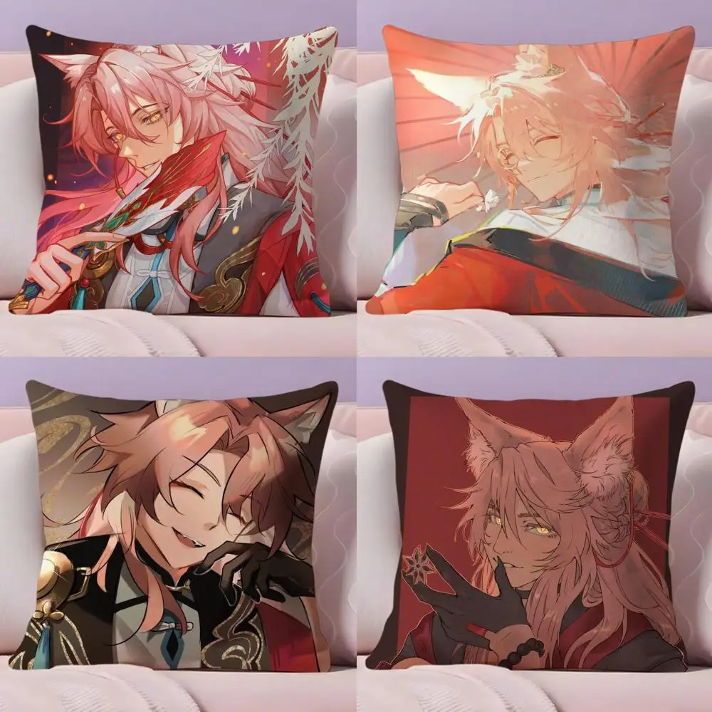 H-Honkai Star R-Rail Cushion Cover Soft Short Plush Double-Sided Printing Home Decor Machine Washable Pillow Case Gift