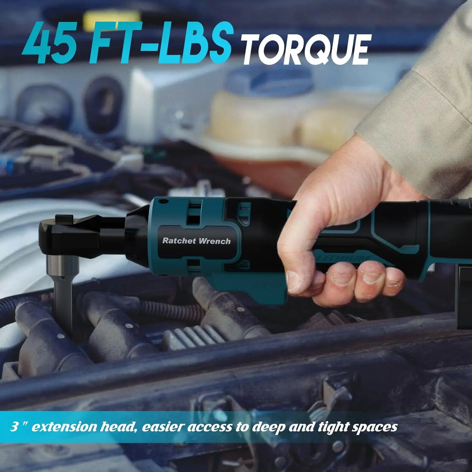 Yofuly Electric Ratchet Wrench for Makita 21 V Battery, 3/8 Inch Power Battery Ratchet Screwdriver Set 45 Ft-lbs 320 RPM