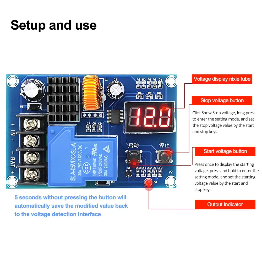 Battery Lithium Battery Charging Control Module M634 Digital Full Power Failure Overcharge Protection DC 6V-60V