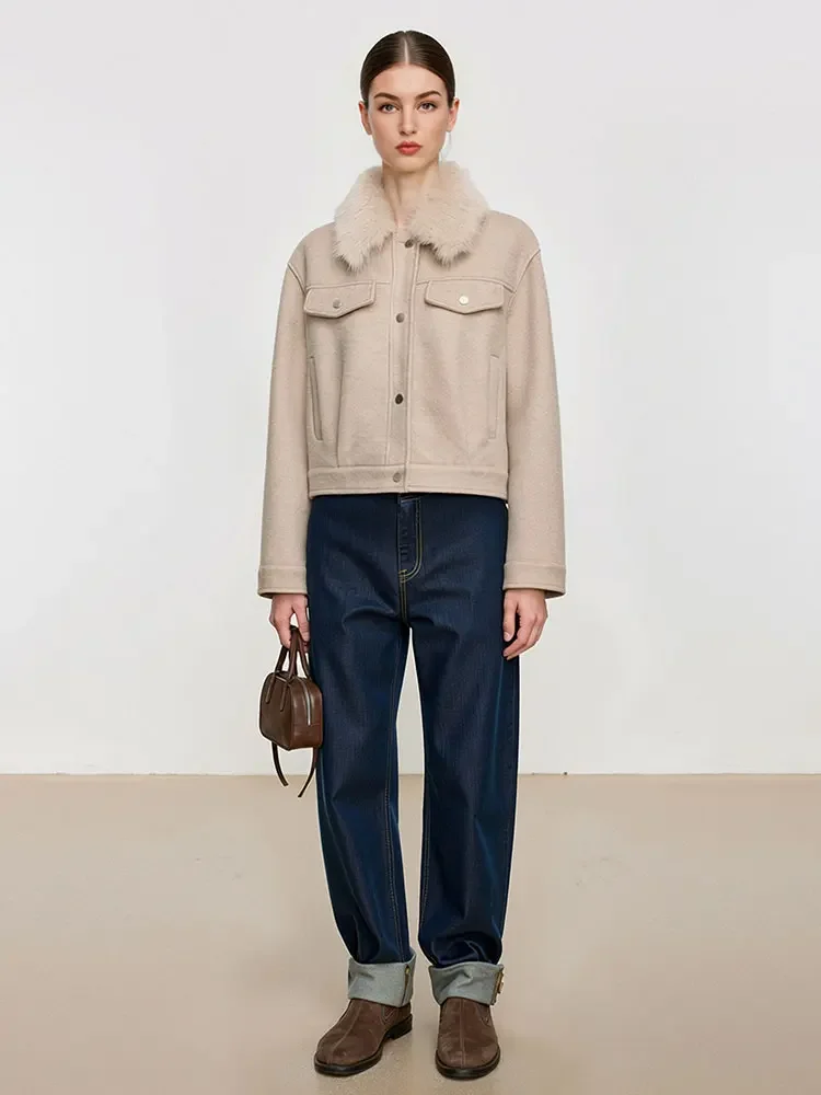 Herfst Nieuwe Vrouwen Faux Fur Revers Jas Casual Solid Lange Mouw Single Breasted Cropped Jassen Vrouwelijke Elegante Mode Uitloper