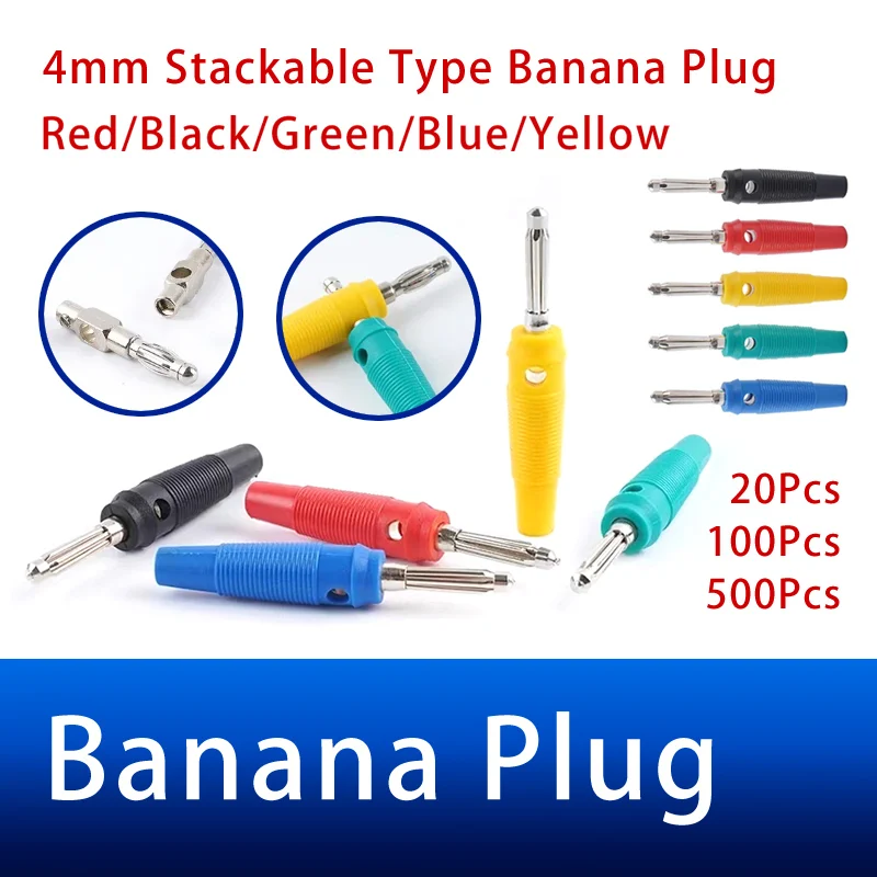 

20Pcs 4mm Banana Plug Lantern Regulated Power Supply Universal Meter Test Plug Welding-Free Soft Rubber Shell Non-Slip Sheath