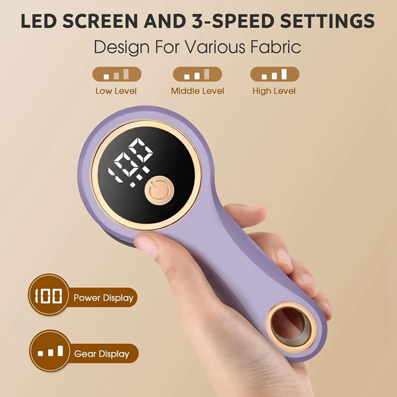 Rechargeable Fabric Shaver, Electric Lint Remover With Digital Display,Portable Sweater Defuzzer With 3 Speeds