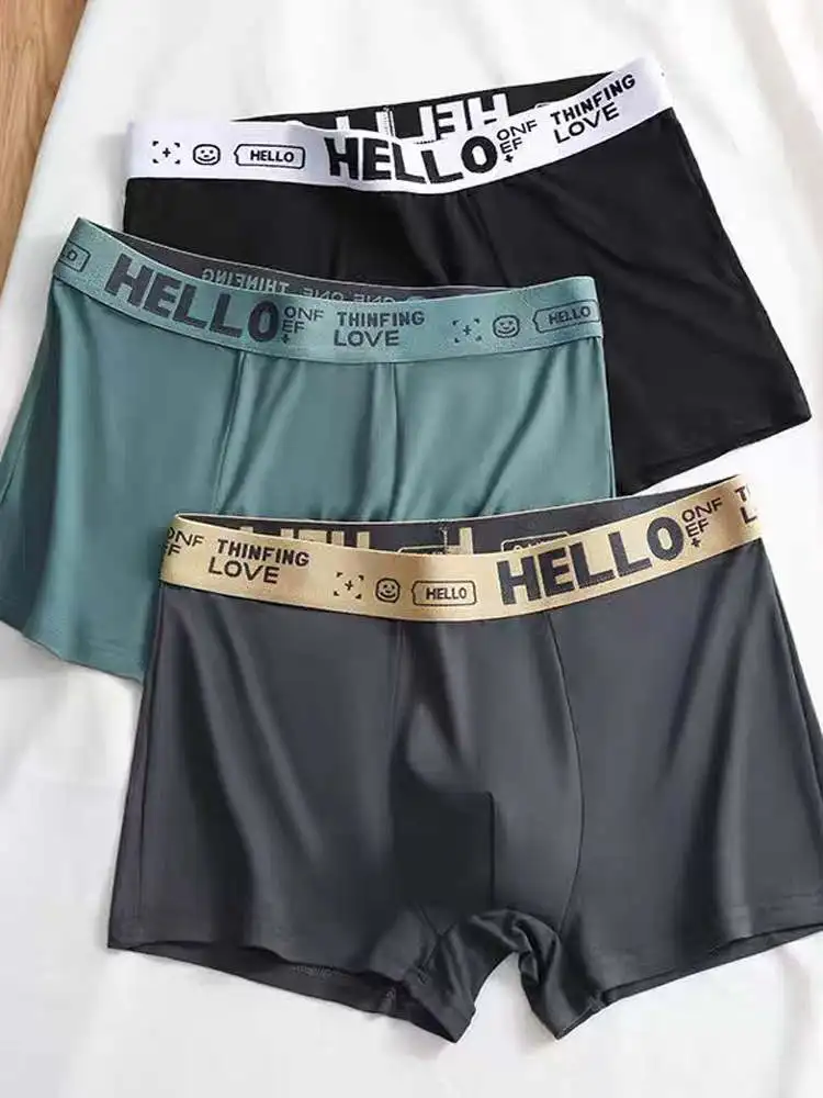 

Высокоэластичные дышащие мужские боксеры большого размера, брюки с плоским углом, нижнее белье, трусы для студентов, со средней талией для мальчиков, хлопок, полиэстер