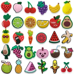 1/30pcs Fruit Shoe Charms Lemon Avocado Watermelon Banana Coconut Pins for Girl Kids Plants Shoe Decorations Pins Accessories