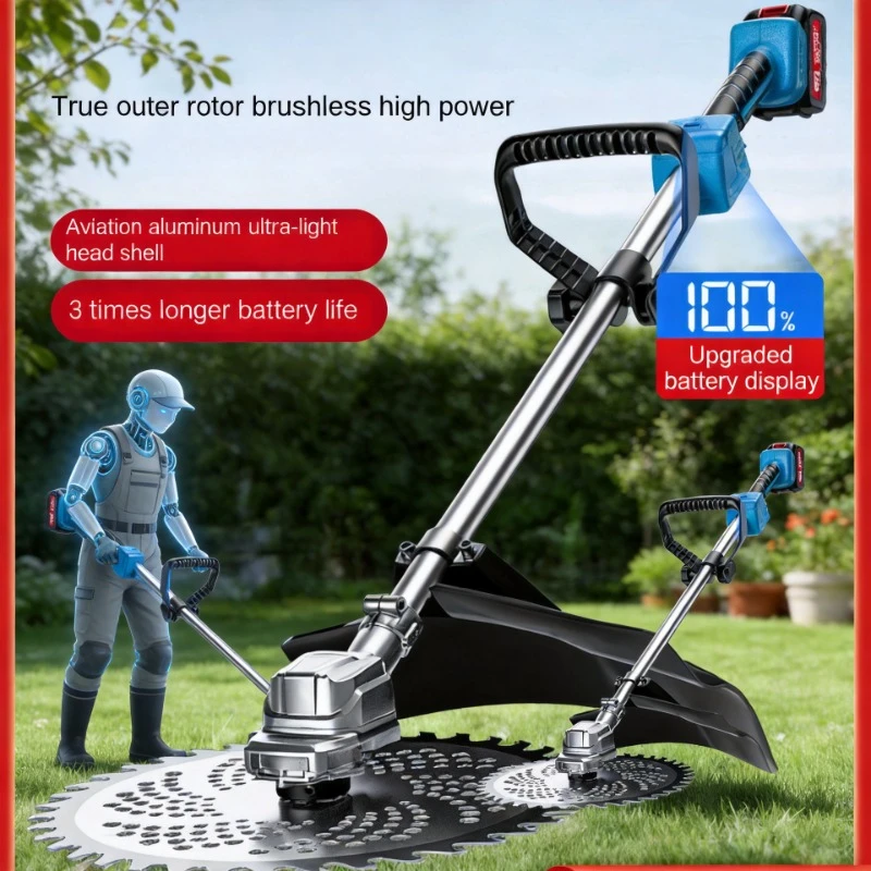 

Brushless Small Household Lawn Mower, External Rotor Rechargeable Lithium Battery Grass Trimmer