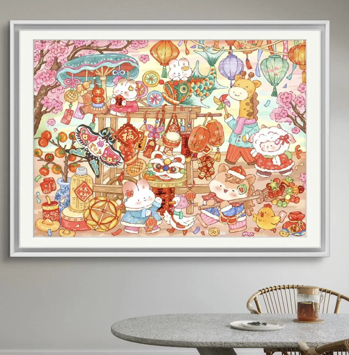 

9ct 100x75cm New Year Cartoon Embroidery DIY Printed Kits Cross Stitch Needlework Set Home Decor Crafts