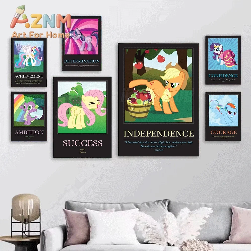 My Little Pony Vintage Propaganda Poster Style Canvas Painting Frameless Wall Art Print Home Bedroom Living Room Cartoon Wall