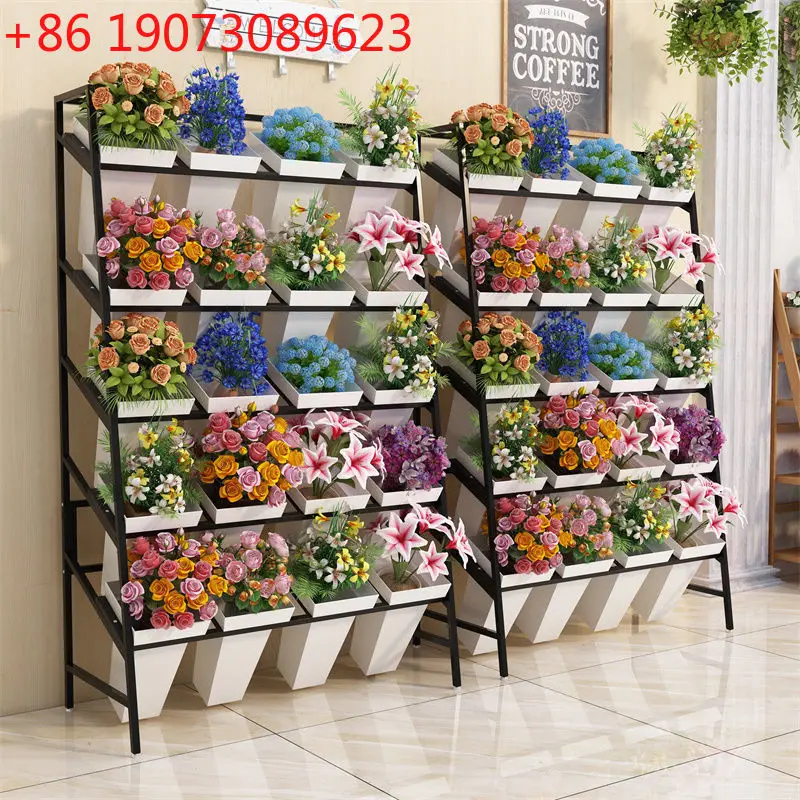

Wrought iron multi-layer flower shop stepped flower bucket, flower storage rack, display rack