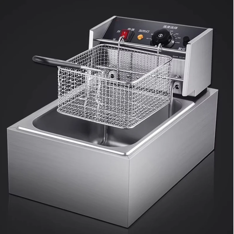 Immagine 5: Friggitrice Elettrica Commerciale da Banco 10L, Friggitrice Elettrica da Banco a Vasca Singola con Cestello e Controllo di Tempo e Temperatura