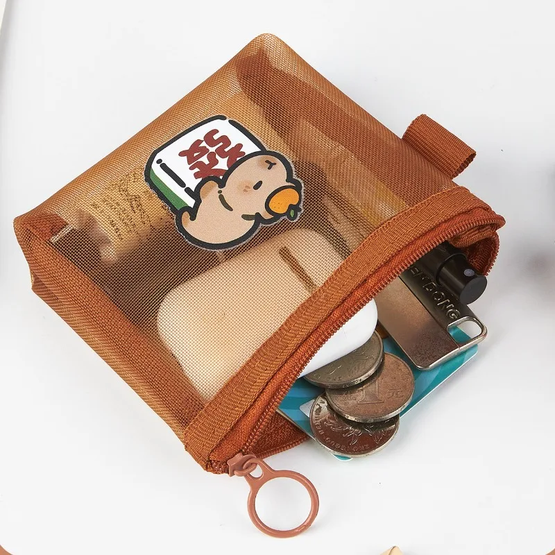 Capybara Portemonnees Cartoon Anime Figuren Leuke Wisselzakken Kawaii Transparante Cosmetische Tas Draagbare Kaartopslag Sleutelzakje Cadeau