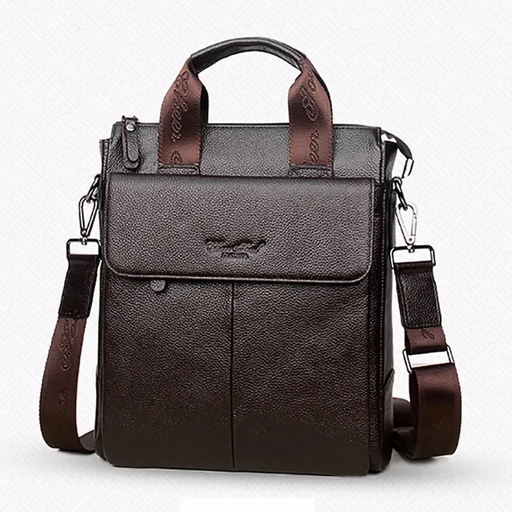 Bolso de mano con asa superior para hombre, Maletín de negocios de cuero genuino, bolso de hombro cruzado