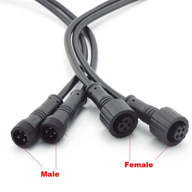 1 Pair 2Pin 3Pin 4Pin IP65 Cable Wire Plug for LED Light Strips Male to Female Led Connector Jack 15mm 20CM Waterproof E2