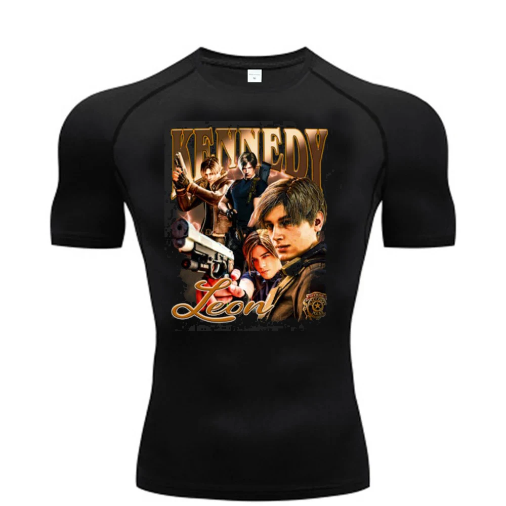 Leon Kennedy t-shirt compression shirt Fitness harajuku streetwear cheap y2k Retro japan cute scene  2000s