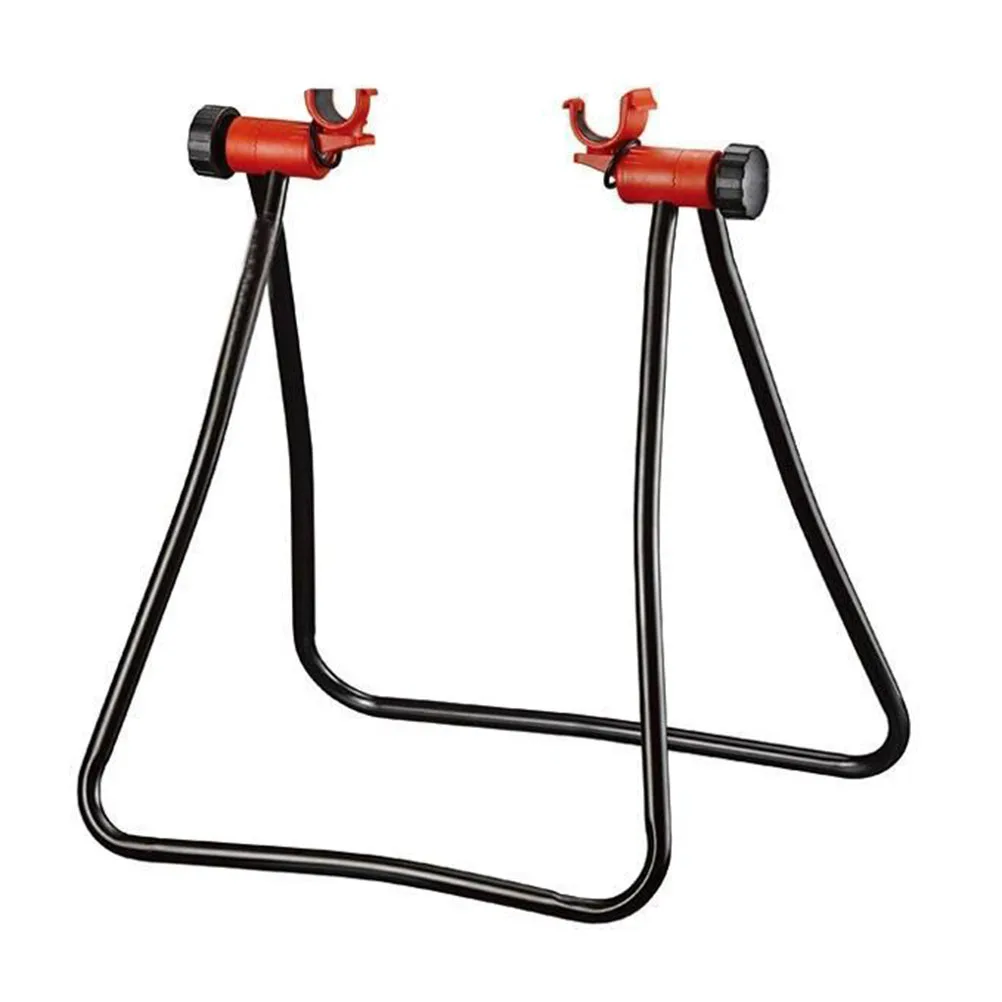 

Folding Bike Stand Black Heavy Duty Iron Durable Repair Holder for Mountain Adjustable Plastic Hook Non-Slip Base Storage Easy