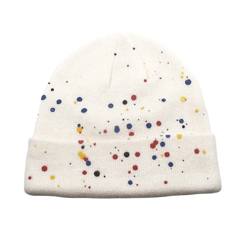 

New autumn and winter woolen cold hat for men and women, colorful polka dot graffiti knitted hat, warm and fashionable pullover