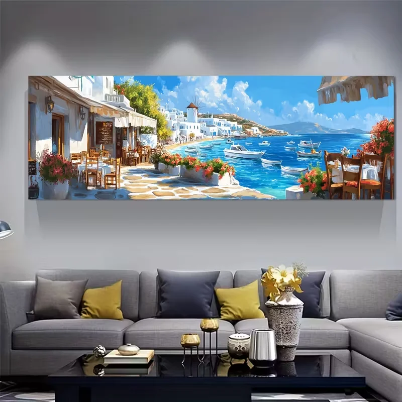 

Mediterranean Coastal City Scenery Diy Diamond Painting Full Square Round Diamond Art Mosaic Jewelry Cross Stitch Home Decor