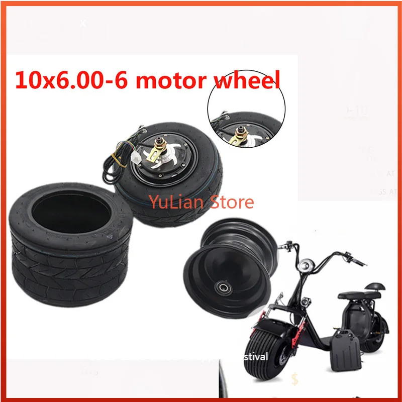 10X6.00-6 Widened Tires 10 Inch 48v1000w with Hub 10x6.00-6 Wheel for Small Citycoco Electric Scooter Accessories