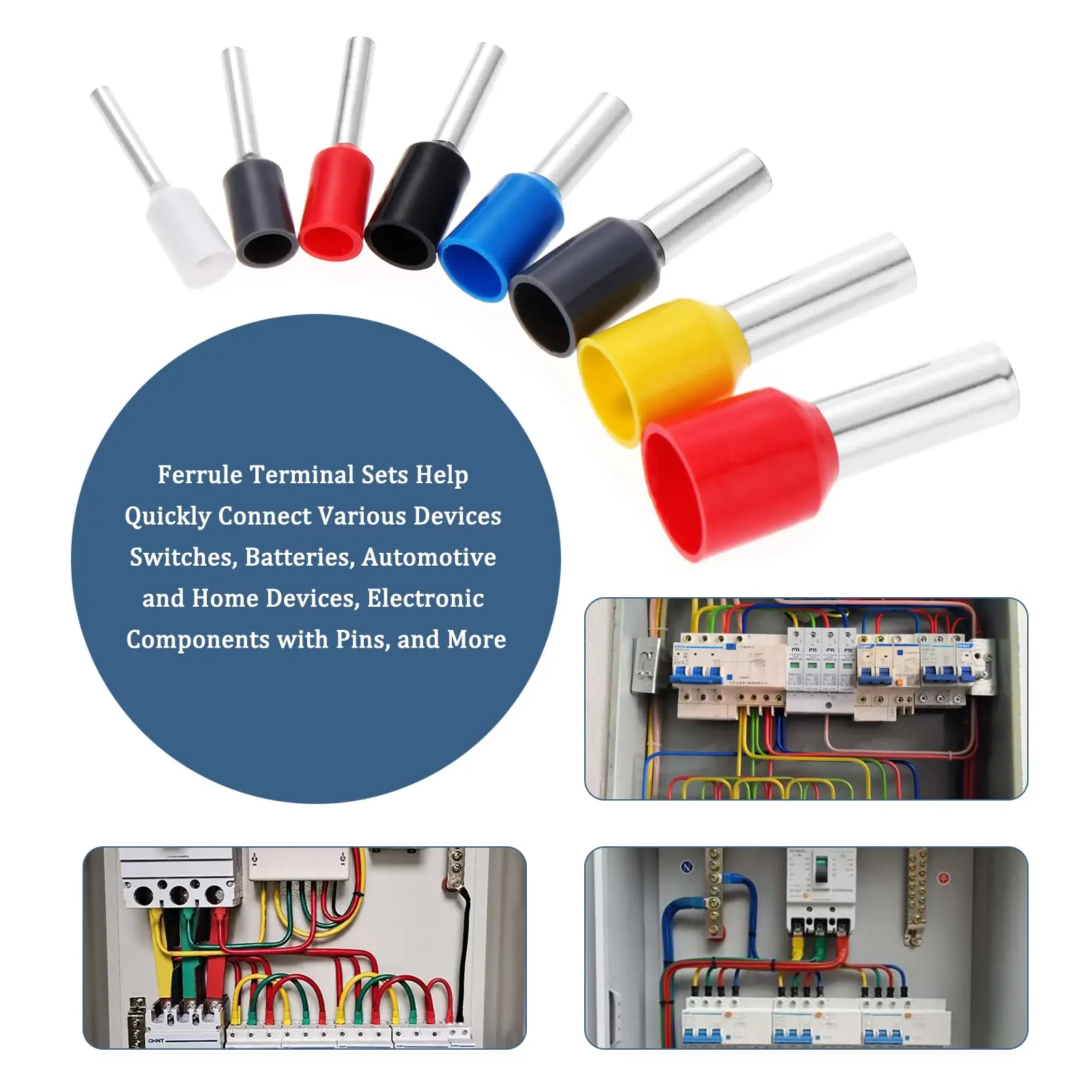 1200PCS Insulated Ferrules Terminal Block E0508 E7508 Cord End Wire Connector Electrical Crimp Terminator Cold Pressed Terminal