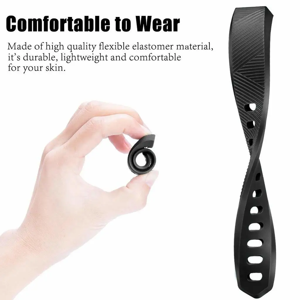 Silicone replacement strap compatible with Fitbit Alta / Alta HR - Black