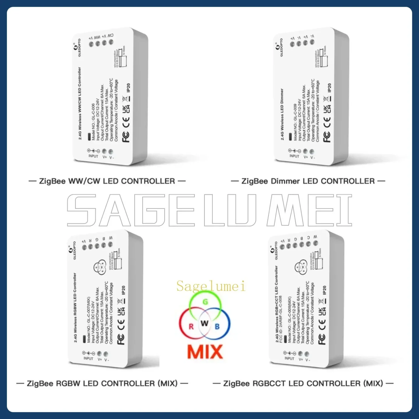 GLEDOPTO GL-C-006/007/008/009 Zigbee3.0 RGBW WWCW ZigBee Smart LED Strip Controller Voice Control Work with SmartThing APP Alexa