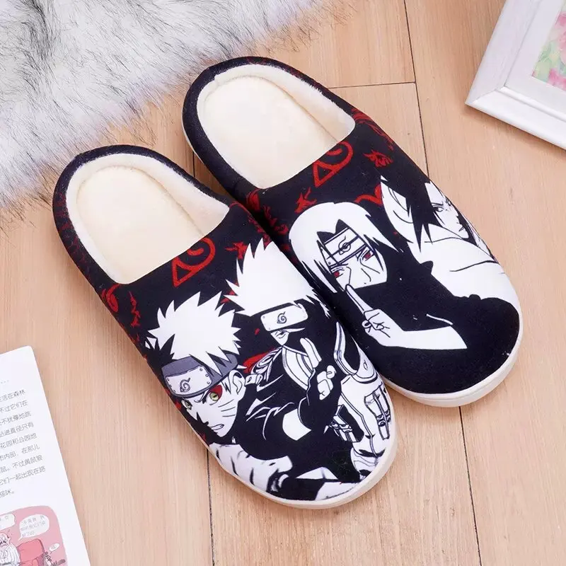 W magazynie kapcie dla mężczyzn kobiet dzieci Monokuma Anime słodkie buty wewnętrzne NARUTO Itachi Kakashi Sasuke Cosplay zimowy dom ciepły