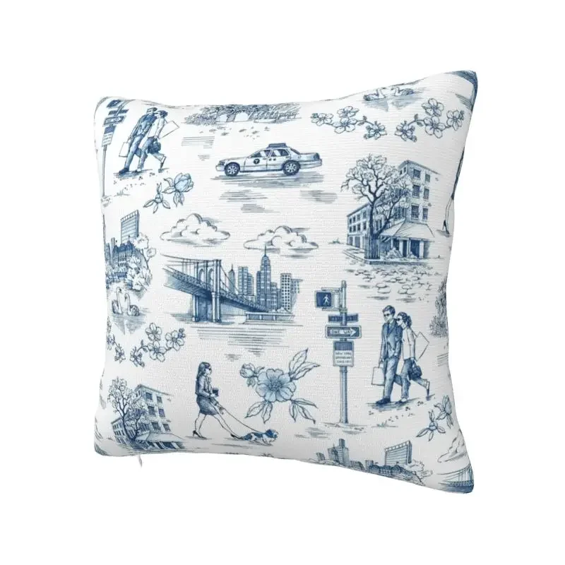 Toile De Jouy French Motif Cushion Cover 45x45 Home Decor Print Flora Throw Pillow Case for Living Room Double-sided