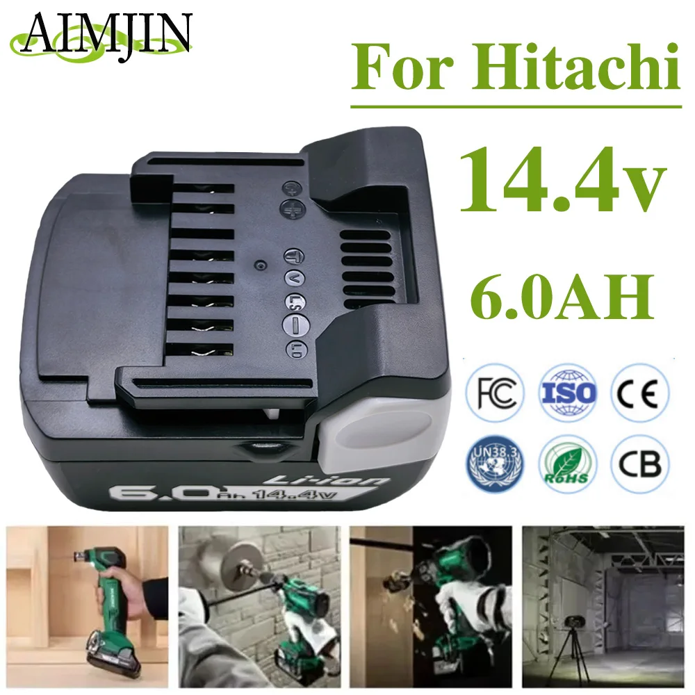 

For Hitachi BSL1430 BSL1440 BSL1450 14.4V Replacement Cordless Drill Rechargeable Power Tools 6.0Ah Battery
