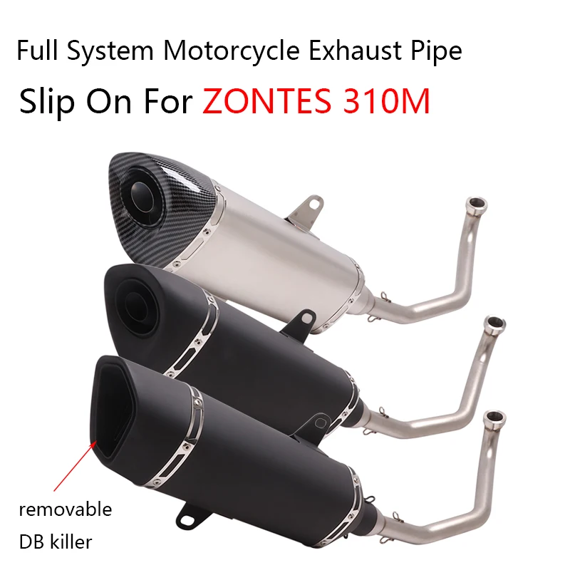 For ZONTES ZT 310M Full System Set 51mm Motorcycle Exhaust Escape Pipe Stainless Steel Connect Front Link Tube Slip On DB Killer