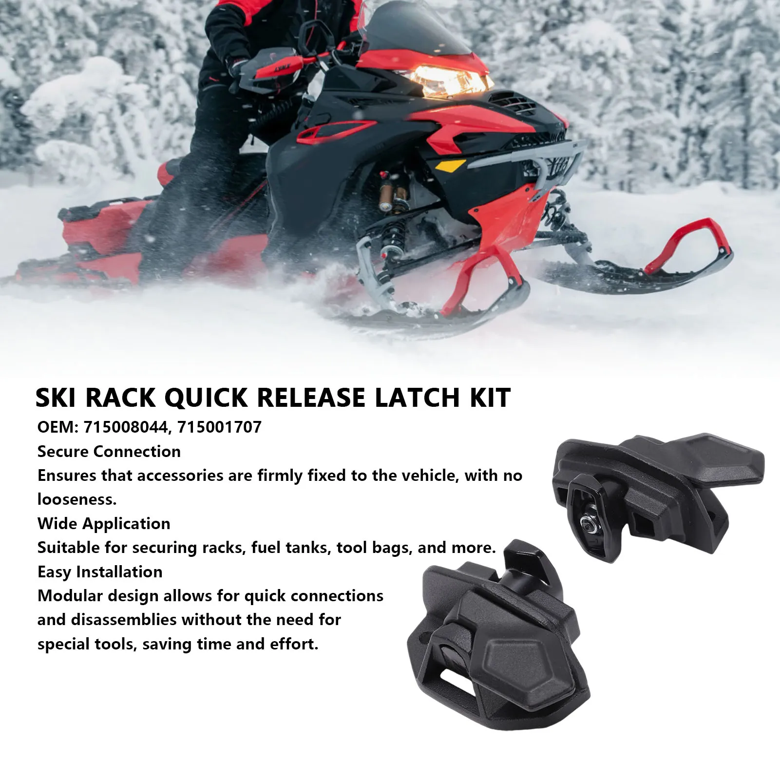 

Snowboard Ski Rack Fastener Kit Ski Rack Quick Release Kit 715008044 Metal Replacement for Ski-Doo Snowmobiles 2016–2025