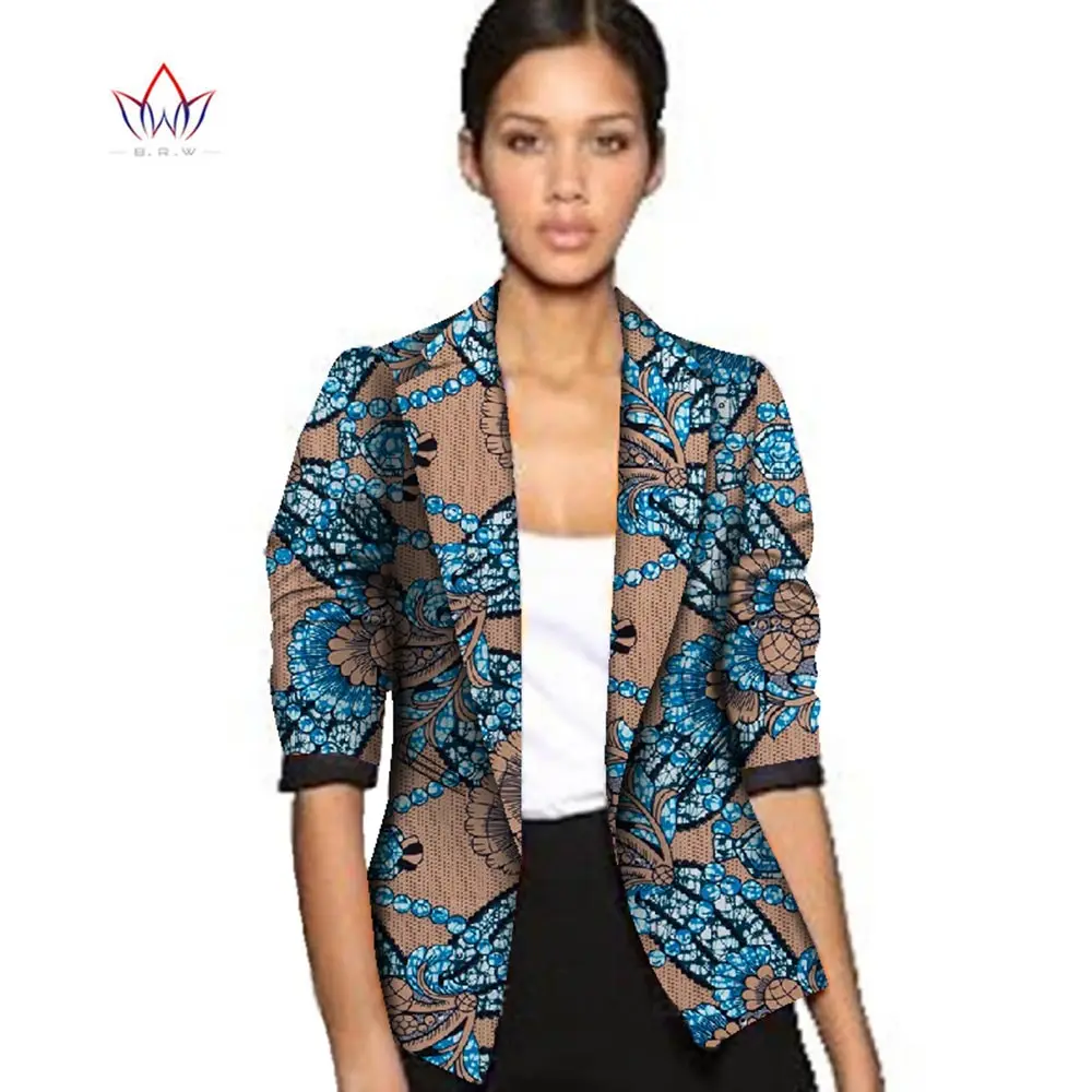 

Bintarealwax African Wax Jacket Print Clothes for Women Suit Full Sleeve Notched Plus Size 6xl African Cotton Jacket Coat WY056