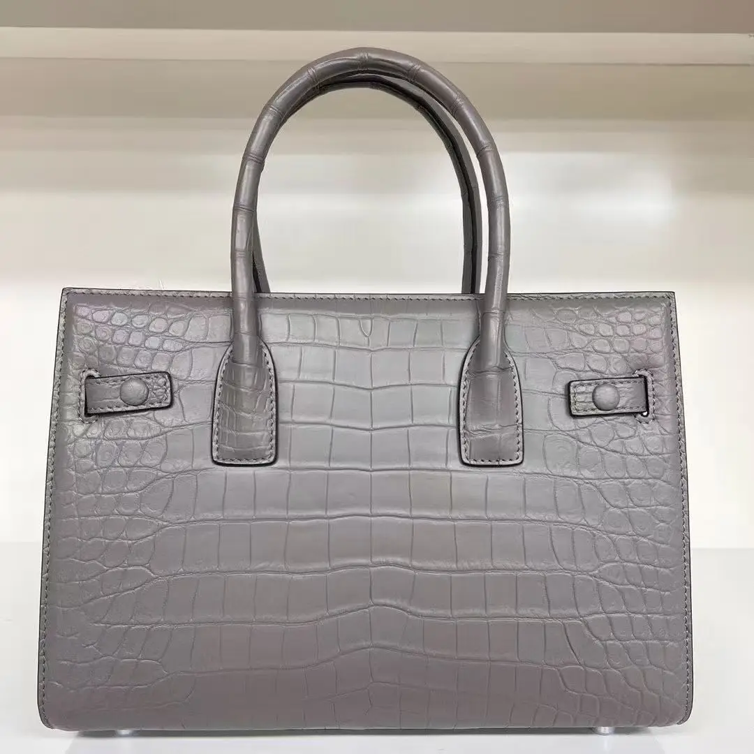 2026 جديد 100% جلد التمساح الأصلي المرأة عبر الجسم حقيبة جلد التمساح سيدة حقيبة كتف متوسطة الوردي الأخضر الأزرق الرمادي