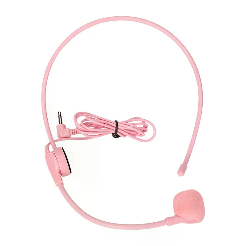 NEW 3.5MM Headworn Wired Microphone Headset Pink Voice Amplifier Speaker Clear Sound Mic For Conference Guide Speech Teacher