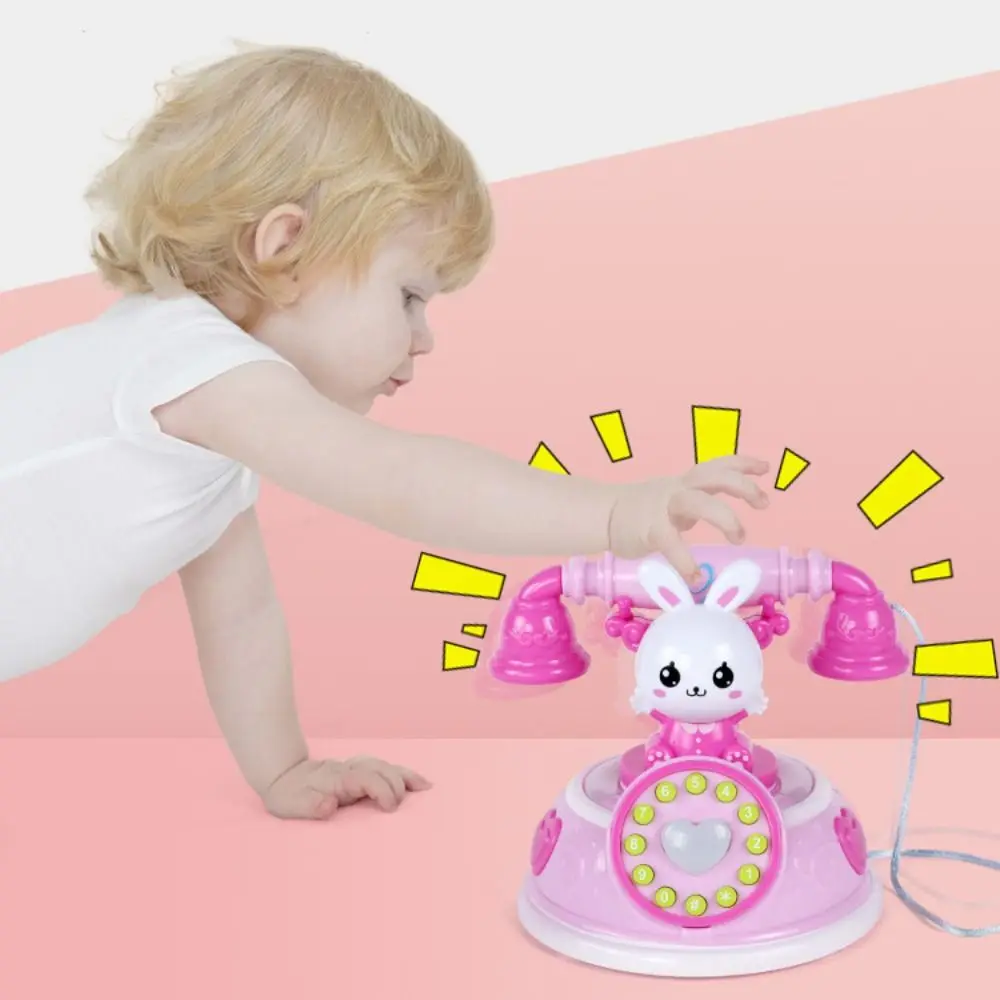 

Retro Musical Rabbit Telephone Toys Cartoon Playing House Simulation Phone Early Education Toy Lights Sound Baby Learning Toys