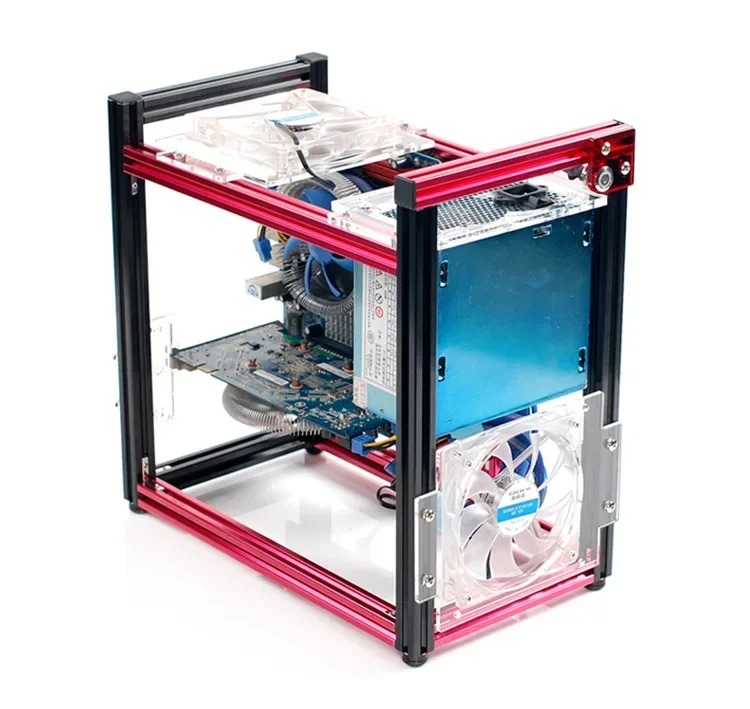 ATX/M-ATX アルミコンピュータシャーシ垂直コンピュータゲームケースラック水冷シャーシ人格 DIY MATX ゲーマーキャビネット