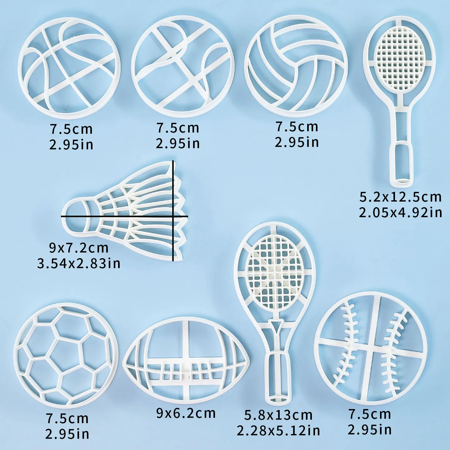 1 Pc Sports Cookie Cutter Football Rugby Basketball Badminton Tennis Shaped Cookie Molds for Birthday Cake Cupcake Decorations