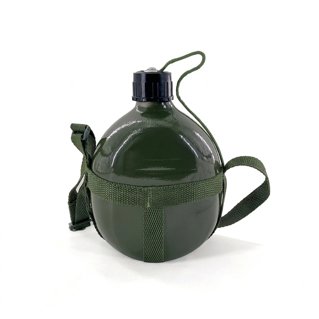 Personnel Water Bottle Survival Gear Heavy Duty Retro Aluminum Canteen for Hiking Camping Tactical Training Gear