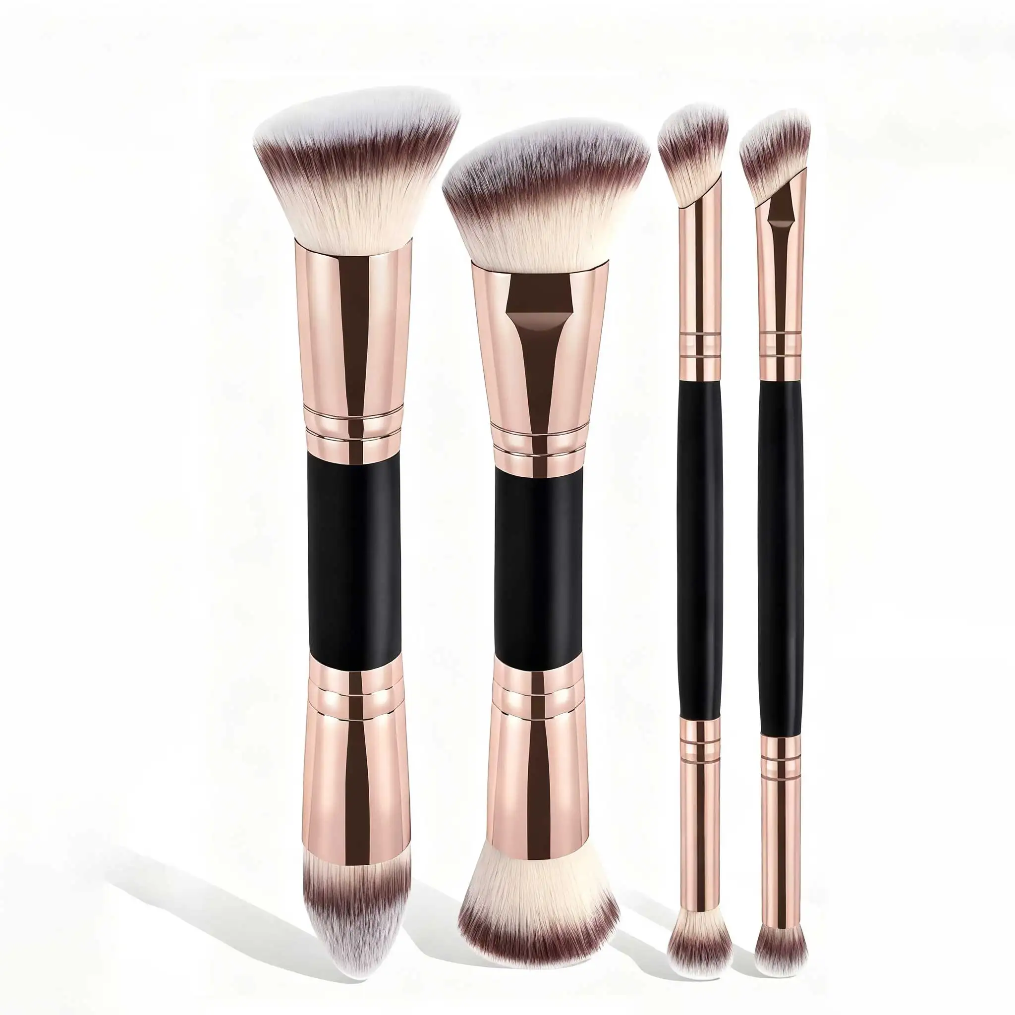 4-teiliges Basic-Make-up-Pinsel-Set mit Box, doppelseitige Grundierungen, Puder-Rouge-Details für Lidschattenpinsel, Anfänger, Reisen – Detail 11