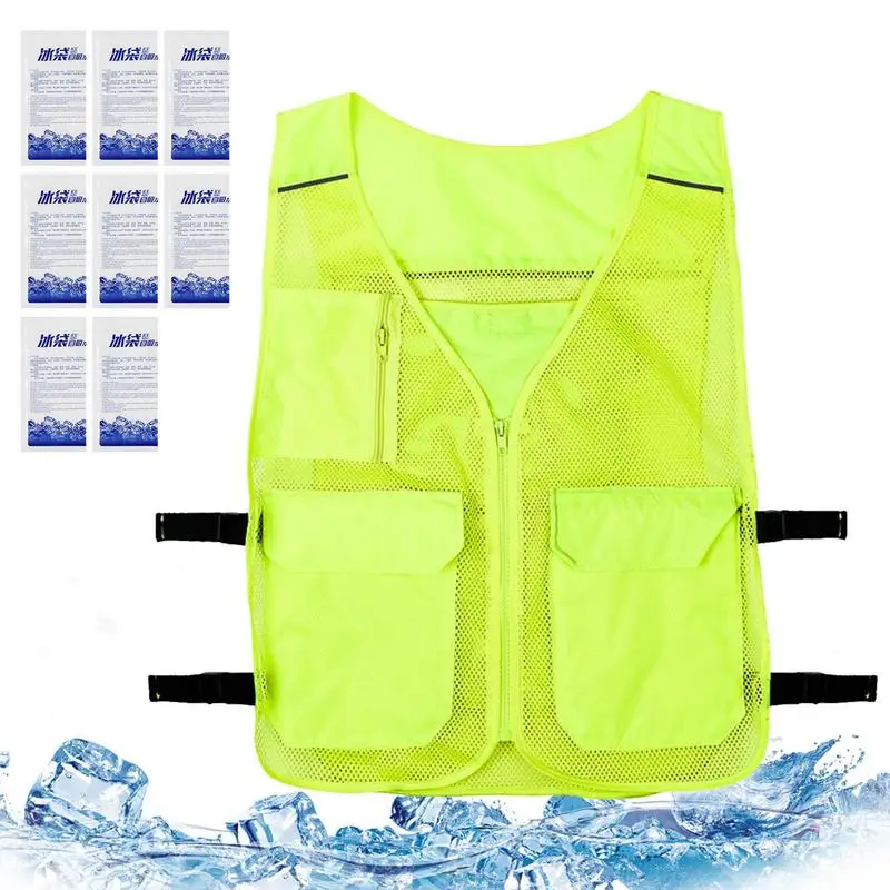 

Ice Pack Vest Body Cooling Vest With 8 Ice Packs AC Ice Vest Summer Cooling Vest Adjustable Cold Vest For Men Women Hot Weather