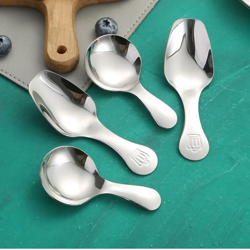 Stainless Steel Spoon Short Handle Spoons Coffee Tea Spoons Soup Dessert Snack Tableware Sets for Kitchen Cooking Accessories