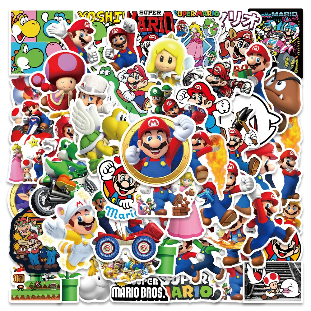 10/30/50/100pcs Super Mario Grappig Spel Stickers Cartoon Sticker Decoratie Skateboard Bagage Telefoon graffiti Decals voor Kinderen Speelgoed