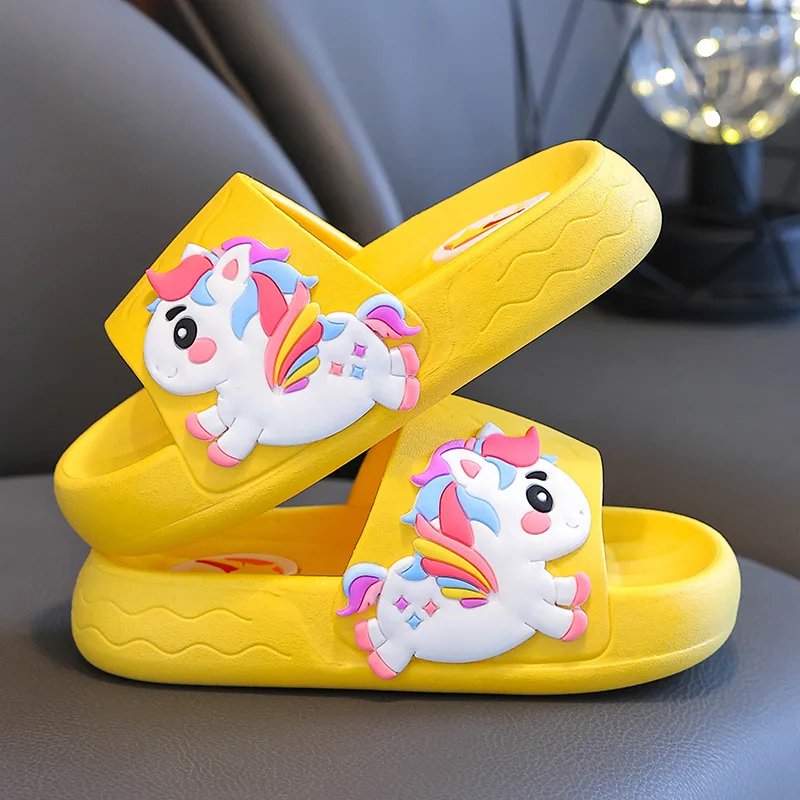 Children\'s Slippers Summer Cartoon Unicorn EVA Comfortable Beach Shoes for Boys Girls Waterproof Soft Sole Kids House Slippers