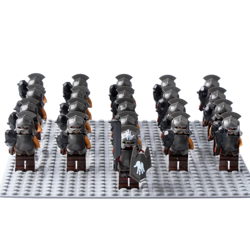 21pcs Middle Ages Castle Rome Solider Rohan Eomer Haldir Urukhai Strong Orc Knight Spartacus Figures Building Block Kids Toy