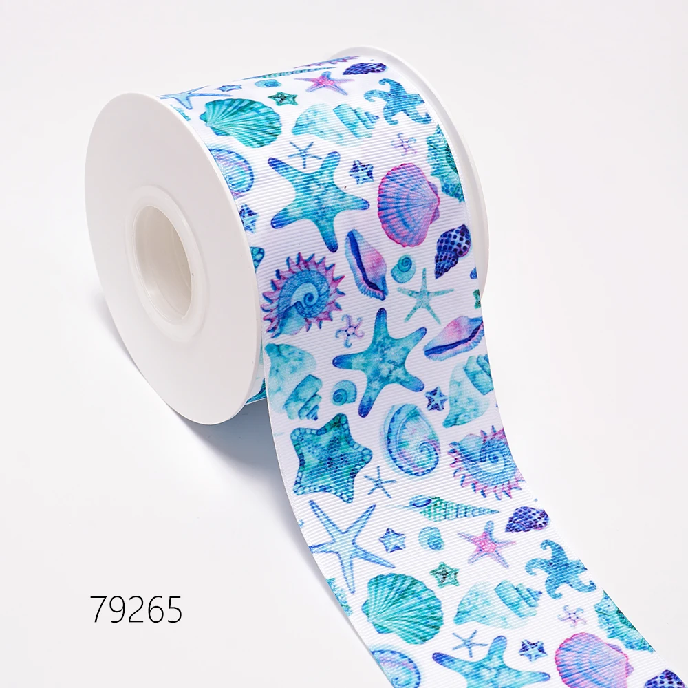 5 Yards Flowers And Aquatic Life Printed Grosgrain Satin Ribbons For Bows DIY Craft Decoration Packaging Supplies. 79227