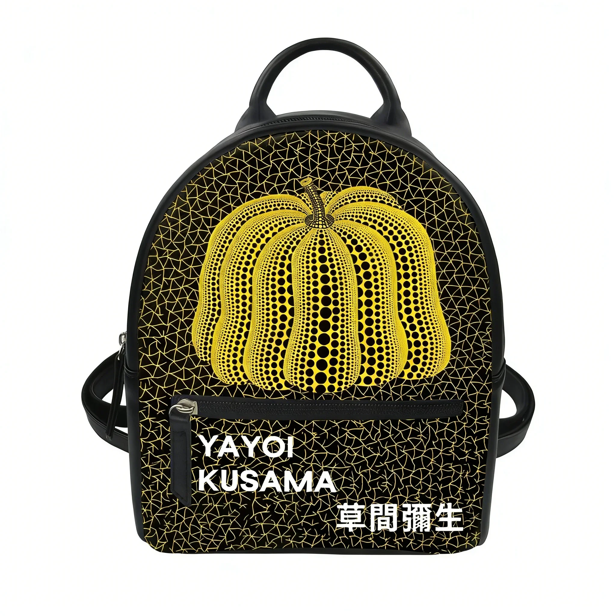 

Funny Yayoi Kusama Pumkin Custom Mini Small Backpack Purse Carter Schoolbags Double Shoulder Bag Mini Daypack Leather Travel Bag