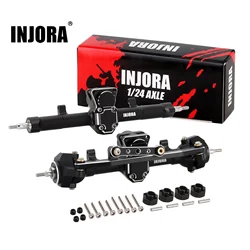 INJORA CNC Aluminum Black Front Rear Axles Set for 1/24 RC Crawler Axial SCX24 Deadbolt C10 Jeep JLU Gladiator Bronco Upgrade