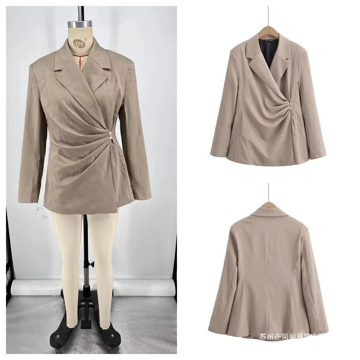 Long Sleeve No Hood Suit Regular Length Street with Wrinkle Treatment Lapel Collar Zipper Closure as Pictured Pattern Women Suit